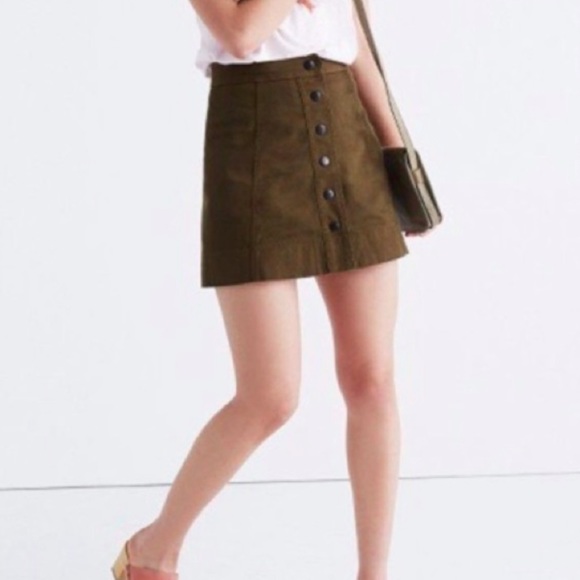 Madewell A-Line Snap Front Mini Skirt - Picture 2 of 4
